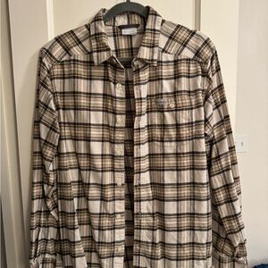Columbia Plaid Men's Shirt in Brown and Cream